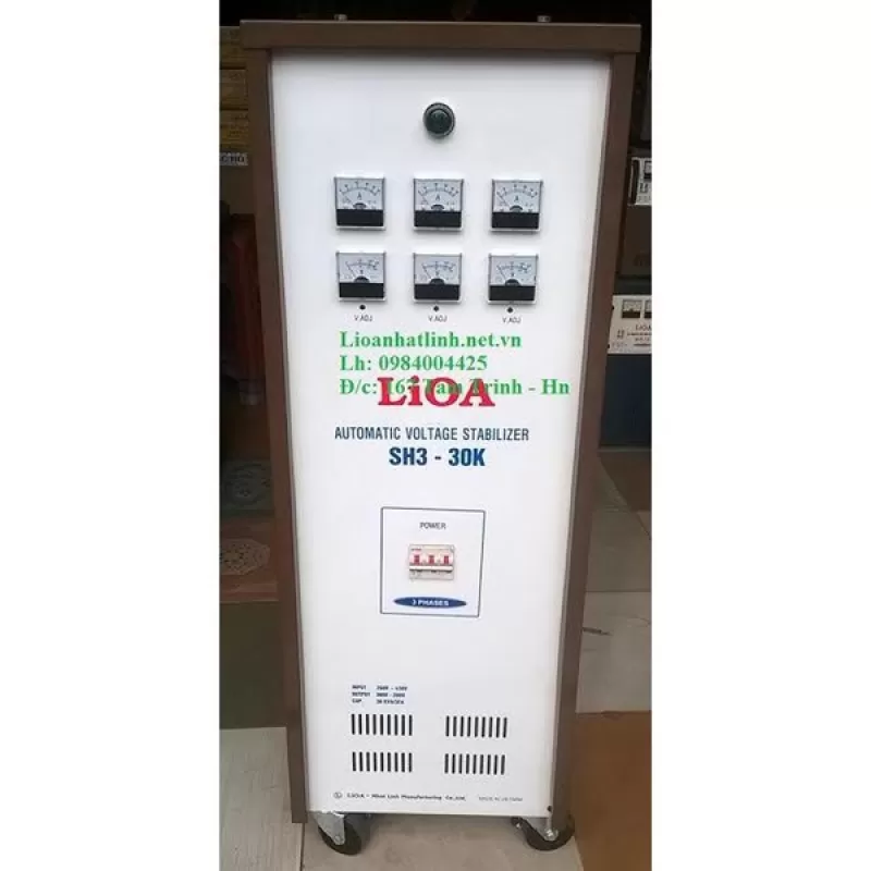 ỔN ÁP LIOA 30KVA 3 PHA DẢI 260V - 430V THẾ HỆ 1, ĐỒNG HỒ CƠ, SƠN MẦU NÂU