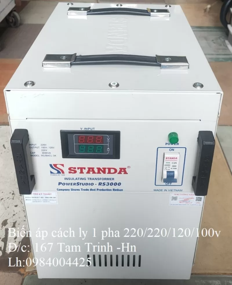 BIẾN ÁP CÁCH LY 1 PHA 3KVA 220V/ 220V/ 120V/ 100V HÃNG STANDA SẢN XUẤT