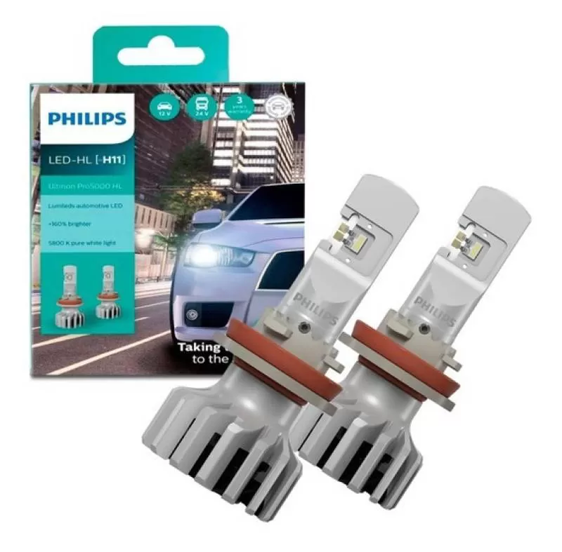 Bộ đèn pha xe hơi ô tô Philips Ultinon Pro 5000 HL H11 LED 11362 U50 X2 ánh sáng trắng 12V-24V 5800K tăng sáng +160