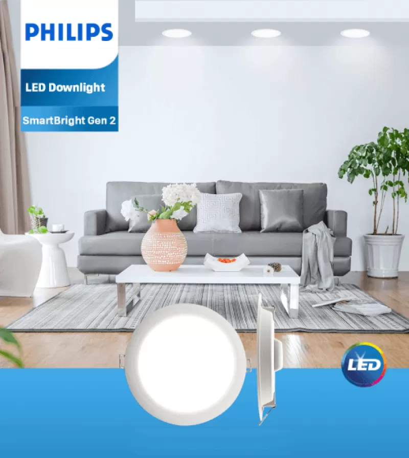 Bộ đèn downlight âm trần LED Philips DN020B G2 LED6/NW 6W 220-240V D90 GM