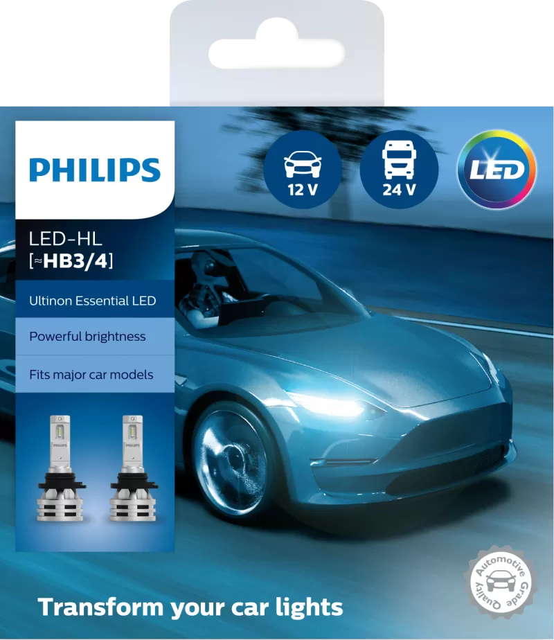 Bộ đèn pha xe hơi ô tô Philips Ultinon Essential Gen 2 LED HB3/4 11005 UE2 X2 ánh sáng trắng 12V-24V-6500K 