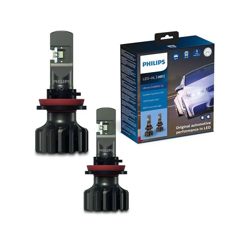 Bộ đèn xe hơi ô tô Philips LED Ultinon Pro 9000 HL H11 LED 11362 U90 CW X2 ánh sáng trắng 12V-24V-5800K tăng sáng +250