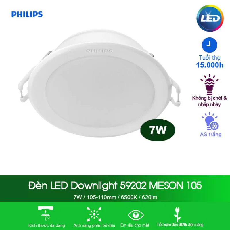 Đèn Downlight âm trần Led Philips Menson 59202 7W