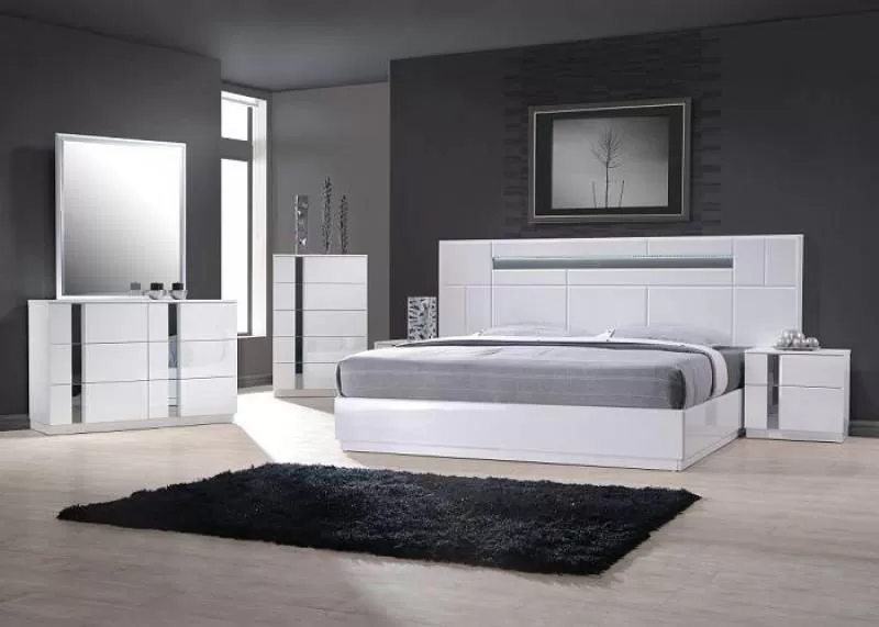 Giường ngủ gỗ màu trắng đẹp 077TP 