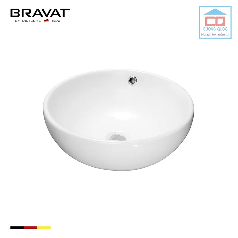 Chậu rửa lavabo Bravat C22283W-ENG tròn đặt bàn 