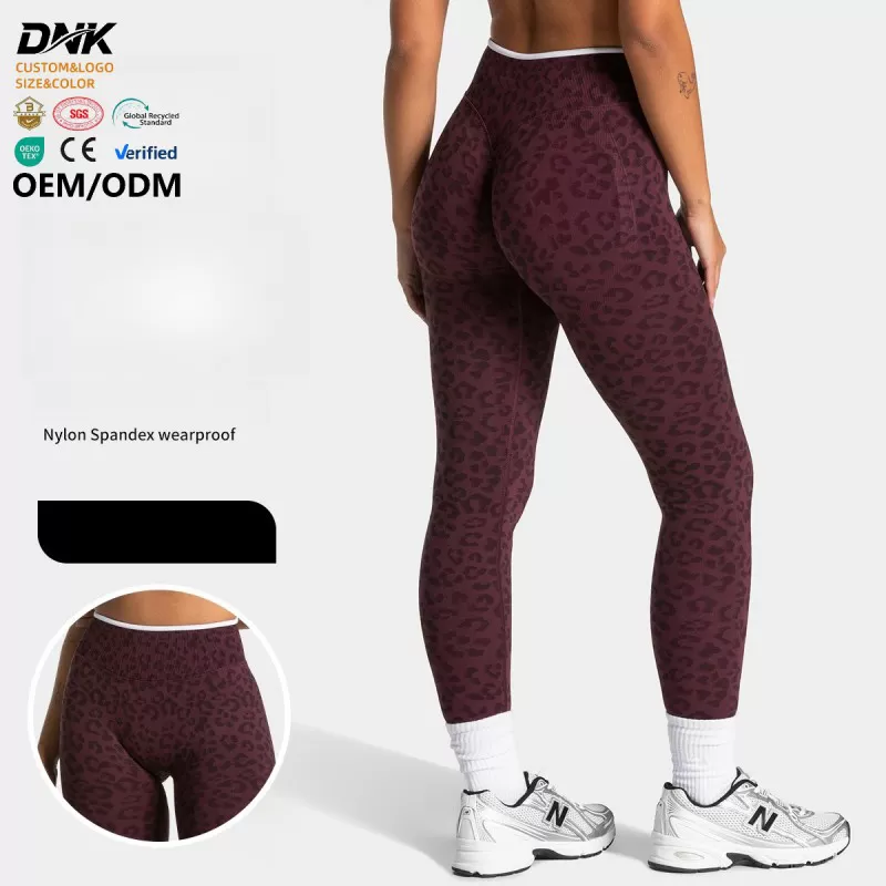 Quần Legging Nữ Tập Gym Nâng Mông Đào In Họa Tiết Không Đường May Mới