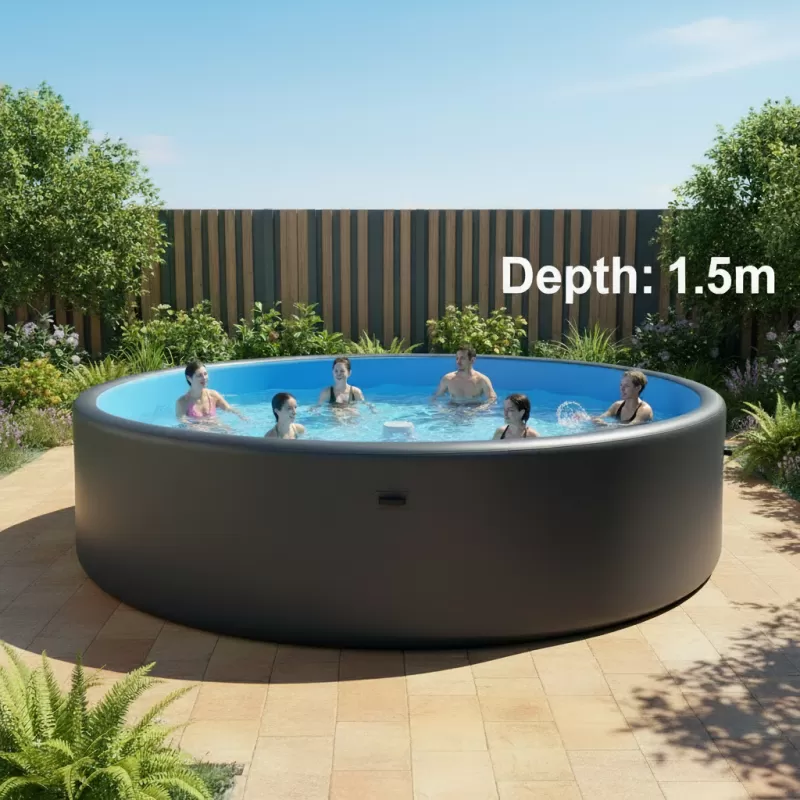 Ipoolgo Type  5m Diameter Drop Stitch Inflatable Above Ground Pool 1.5m Depth Round Swimming Pool for Backyard Resort & School