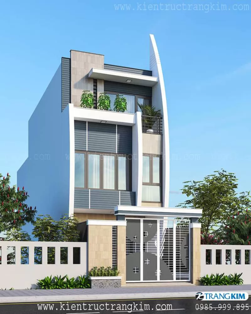 Thiết kế nhà ống 3 tầng 4 phòng ngủ 2 mặt tiền 5x19.5m - Trangkim 