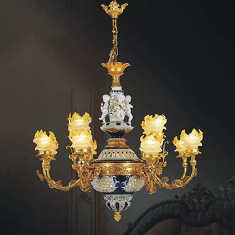 Đèn chùm đồng phòng khách WND8017-12C 