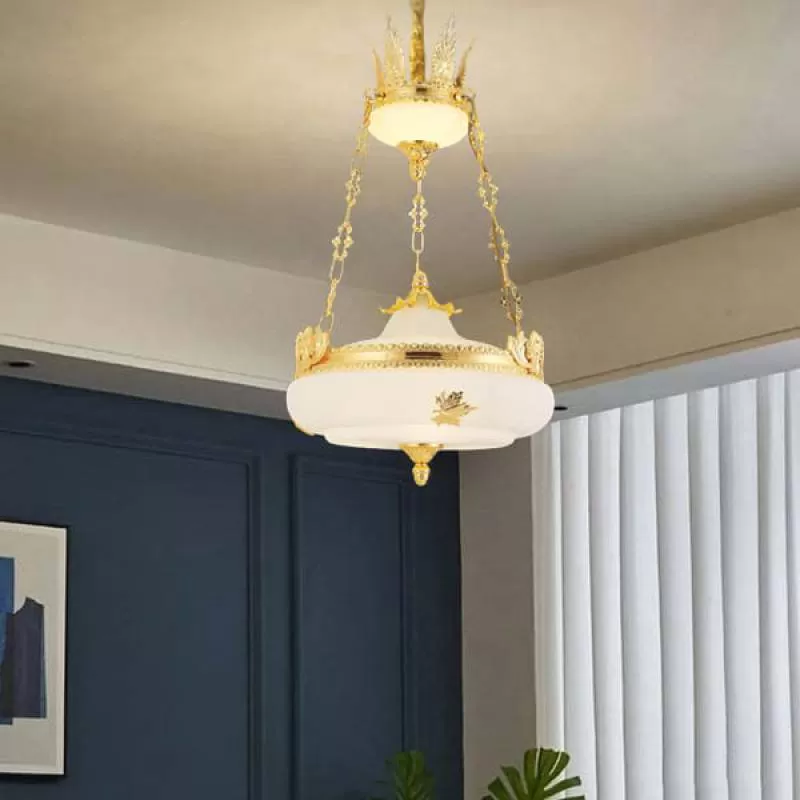 Đèn thả đồng chao thủy tinh trang trí phòng khách D450mm AN-TD8117