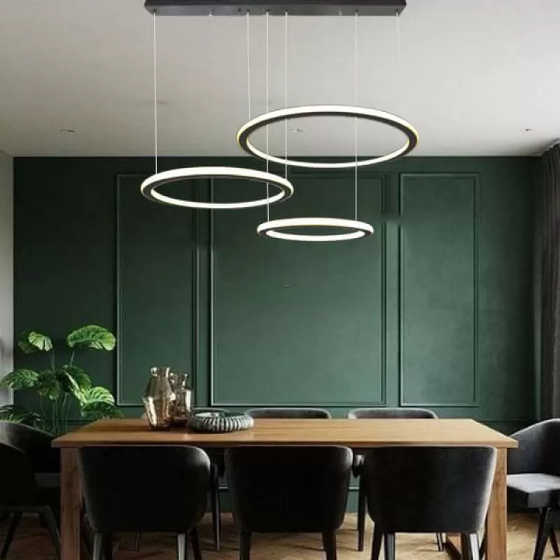 Đèn thả 3 vòng tròn led trang trí phòng ăn căn hộ chung cư DR-NB2149