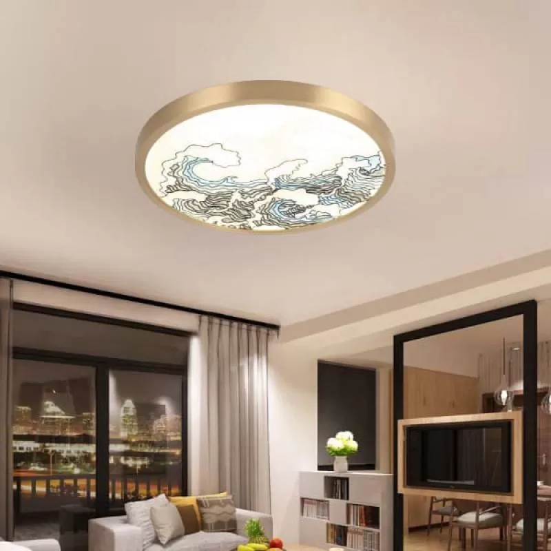 Đèn ốp trần đồng led 3 màu trang trí phòng khách nhỏ D400mm HP-OD3099 