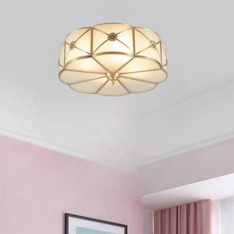 Đèn ốp trần đồng chao thủy tinh trang trí sang trọng D460mm HP-OD3088