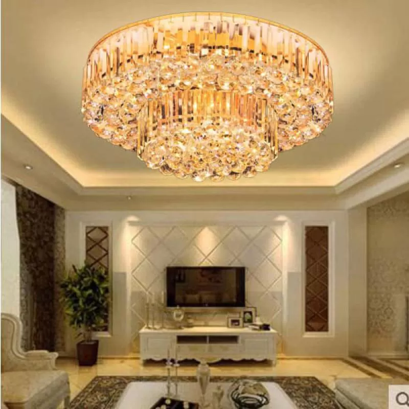 Đèn mâm pha lê ốp trần tròn trang trí phòng khách nhỏ D600mm DR-C1035A