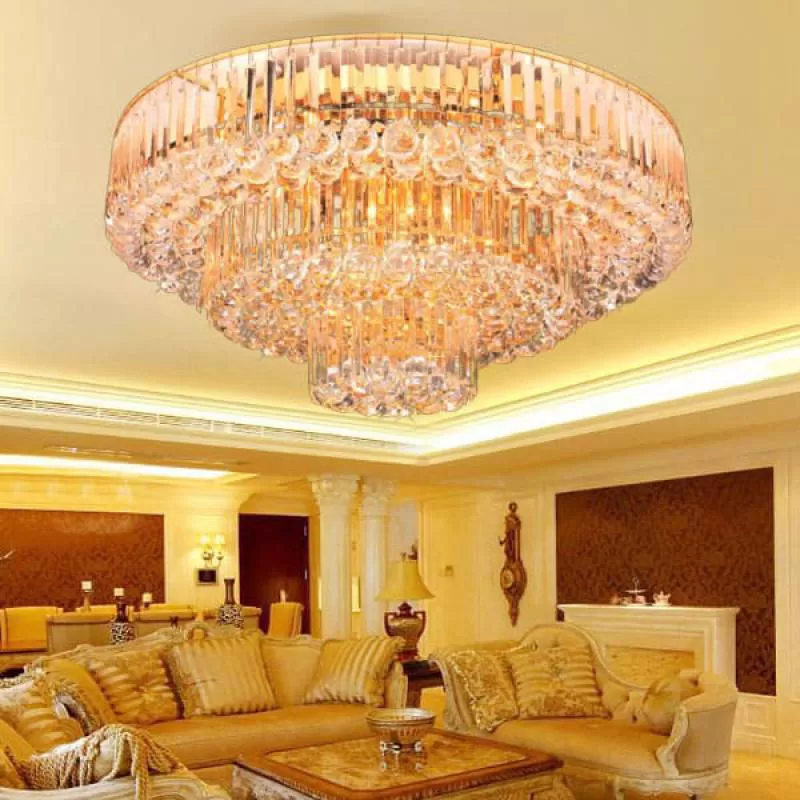 Đèn mâm pha lê ốp trần tròn trang trí gắn phòng khách D800mm DR-C1035B