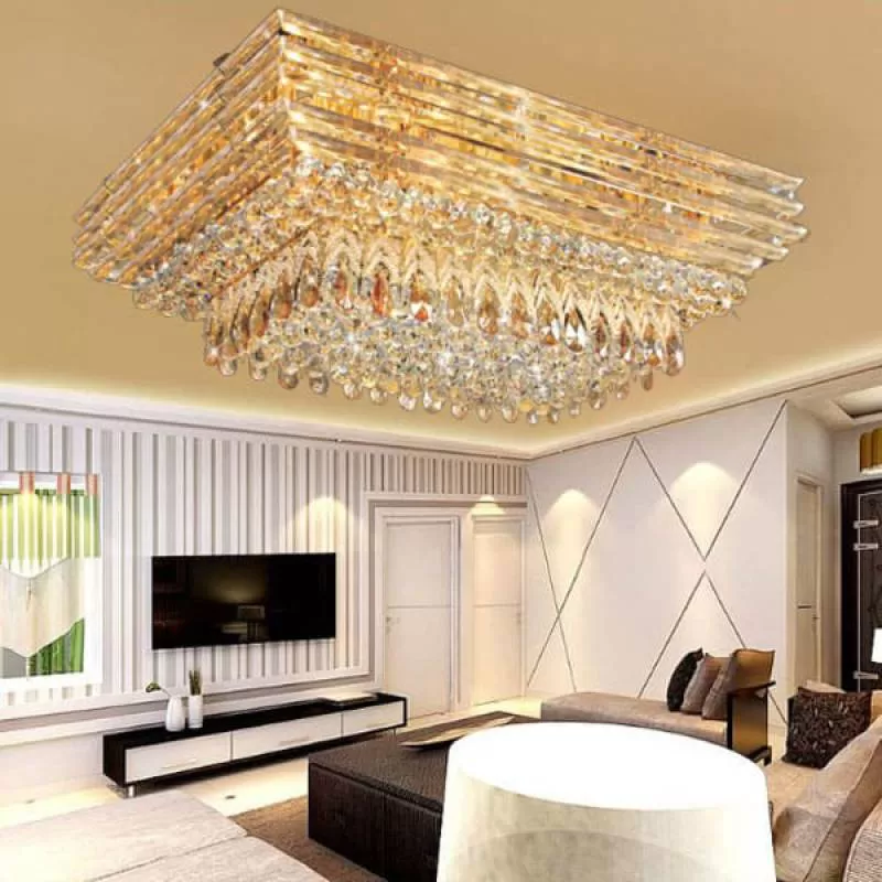 Đèn mâm pha lê ốp trần chữ nhật gắn phòng khách 1050 x 700mmm DR-C6099