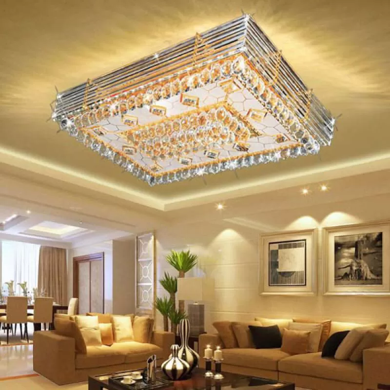 Đèn mâm pha lê ốp trần chữ nhật gắn phòng khách 950 x 650mmm DR-C8017