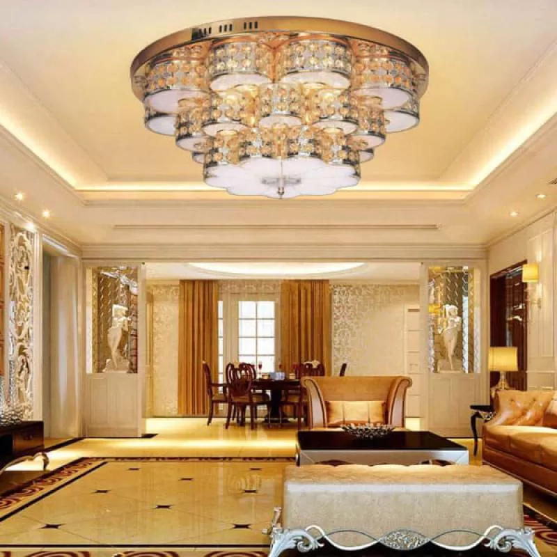 Đèn mâm pha lê ốp trần tròn trang trí phòng khách nhỏ D600mm DR-C8025A