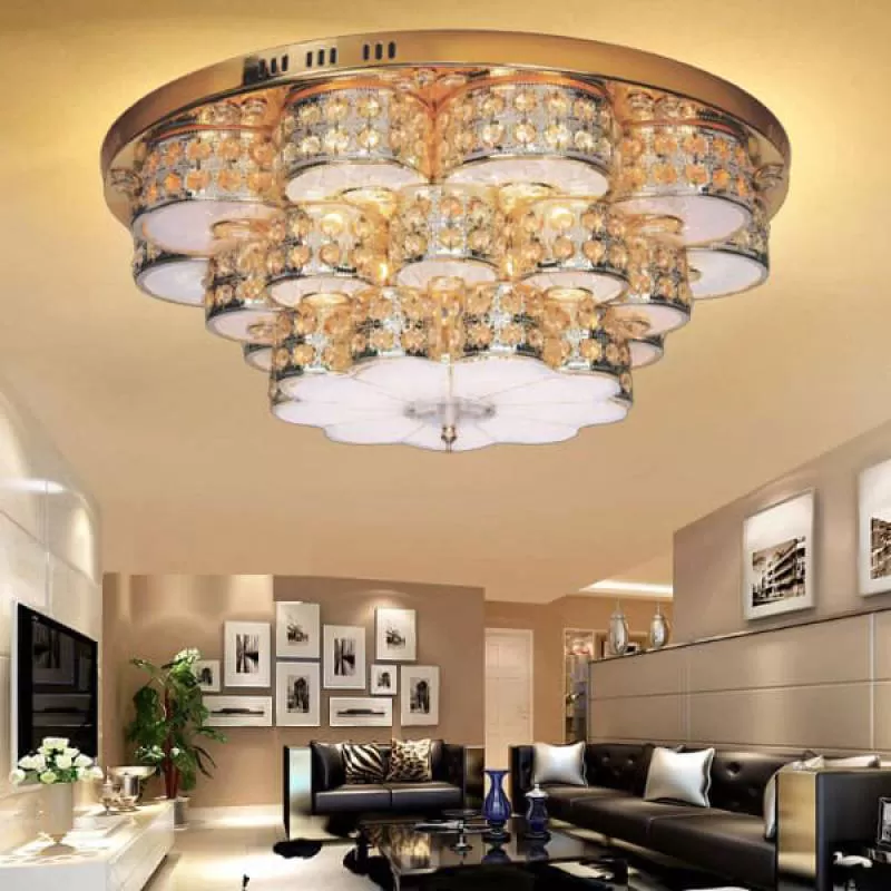 Đèn mâm pha lê ốp trần tròn trang trí gắn phòng khách D800mm DR-C8025B