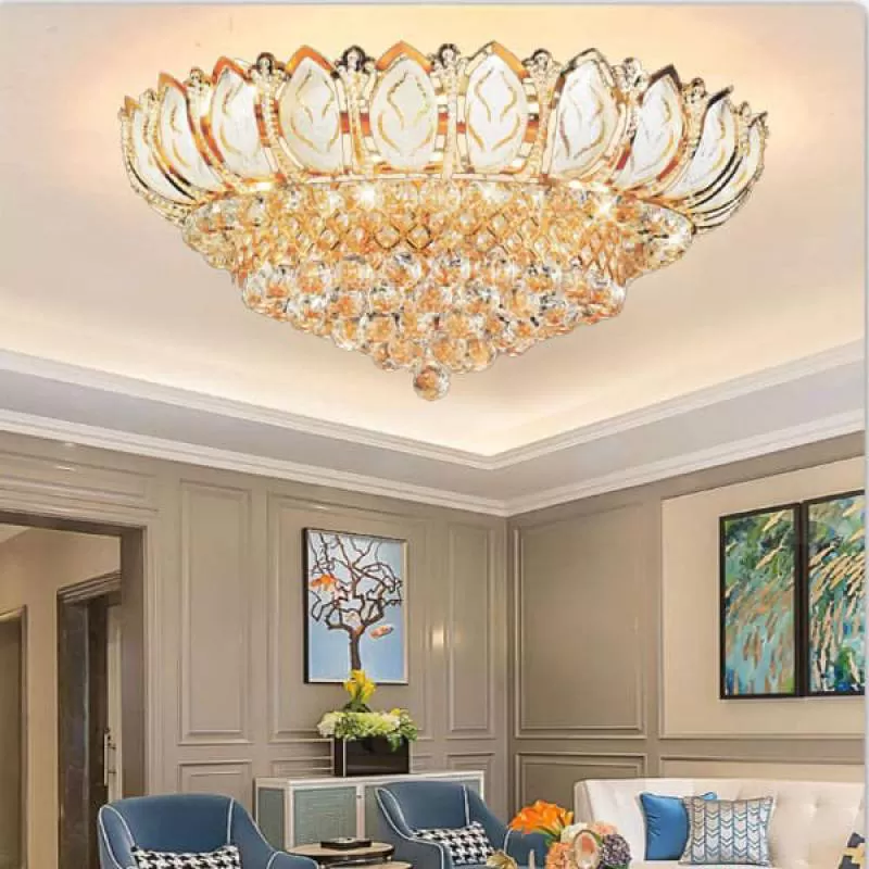 Đèn mâm pha lê ốp trần tròn trang trí gắn phòng khách D800mm DR-C8334