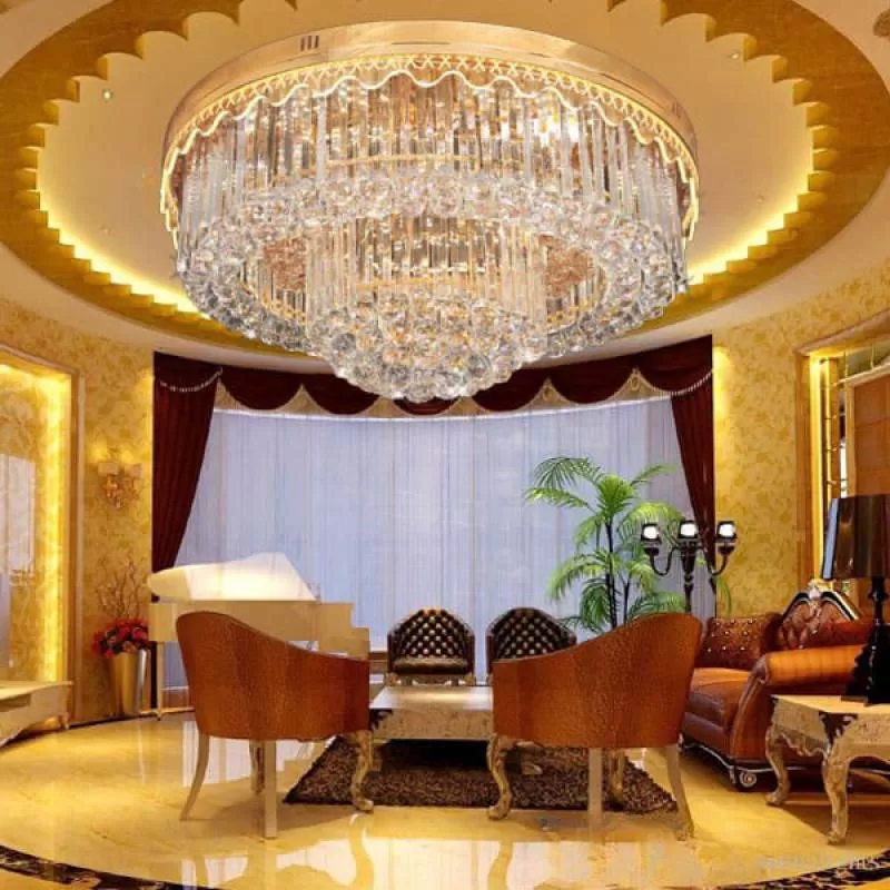 Đèn mâm pha lê ốp trần tròn trang trí gắn phòng khách D800mm DR-C9129A