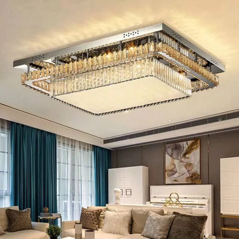 Đèn mâm ốp trần pha lê chữ nhật trang trí 900x700mm DC-OTPL40398CN