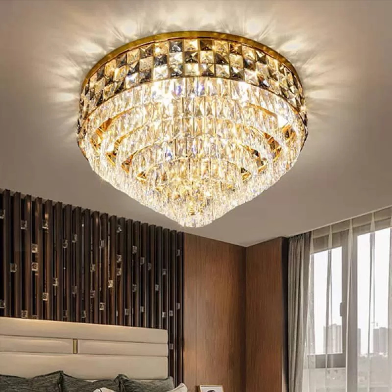 Đèn ốp trần pha lê tròn trang trí phòng khách cao cấp D600mm HP-ML1675