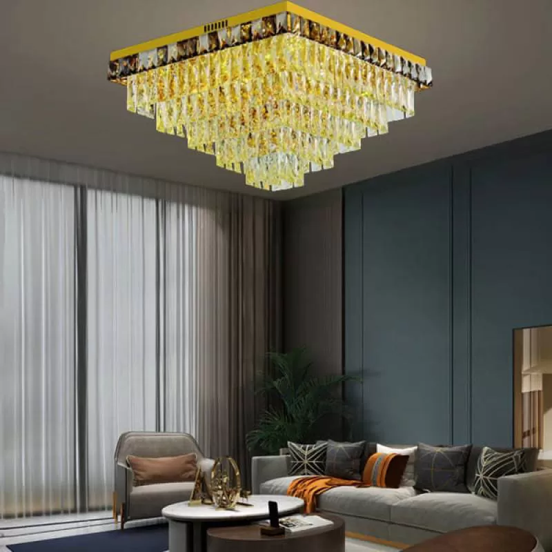 Đèn mâm ốp trần pha lê vuông trang trí cao cấp D600mm HP-ML8819/600 
