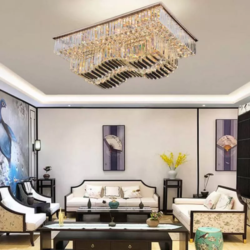 Đèn mâm áp trần pha lê K9 chữ nhật L950 x W680mm sang trọng VA-MPL9622