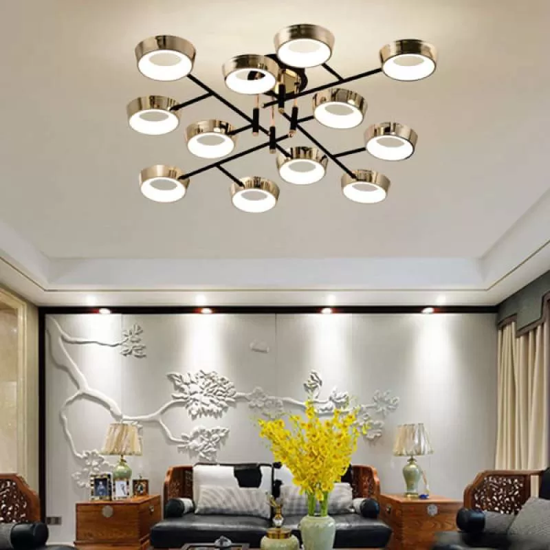 Đèn chùm led ốp trần phòng khách 12 bóng 3 chế độ D1060mm AN-CL5534/12