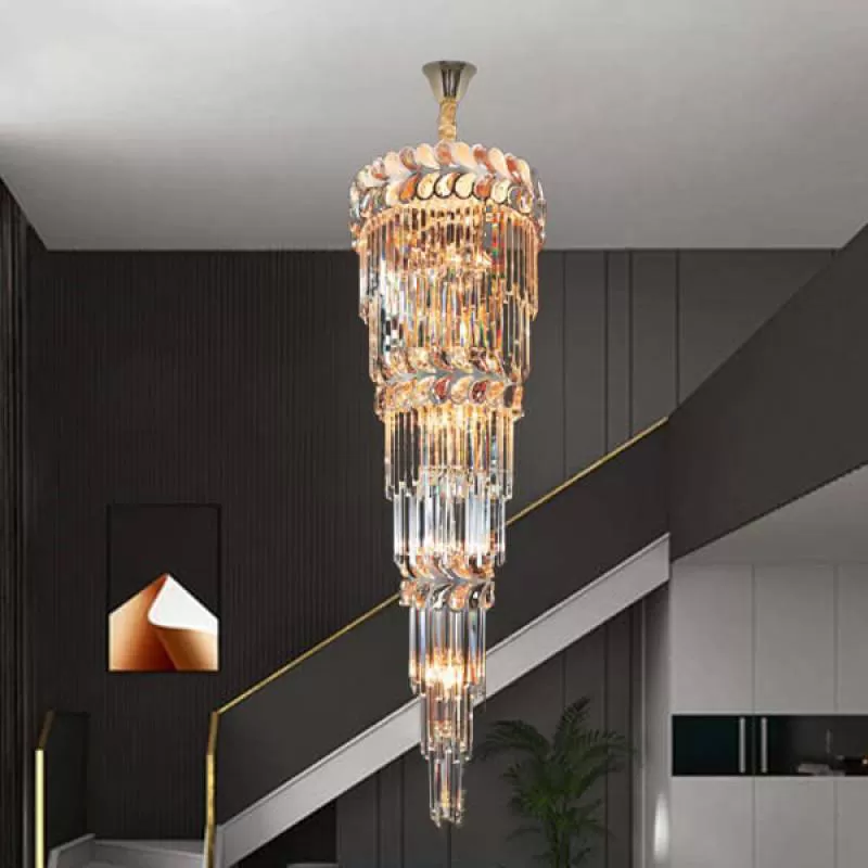 Đèn chùm pha lê thông tầng trang trí phòng khách H1800mm DR-NC88938