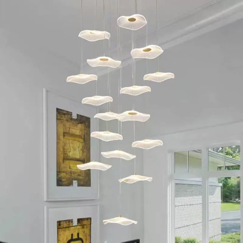 Đèn thả thông tầng hình đĩa trang trí phòng khách H2800mm VA-T9669/16