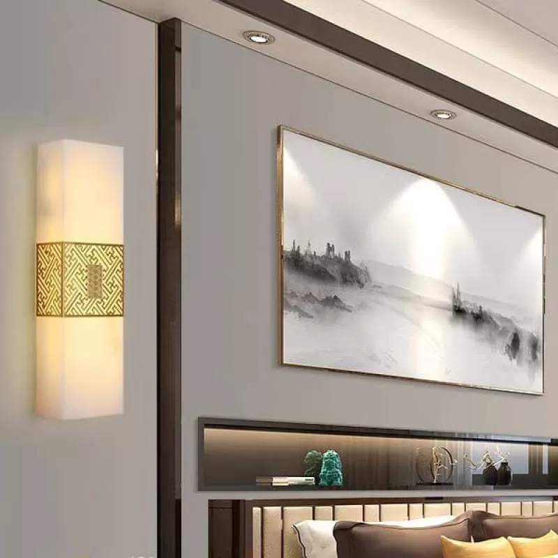 Đèn gắn tường rào ngoài trời thân xi đồng chao đá H800mm DC-VD8012