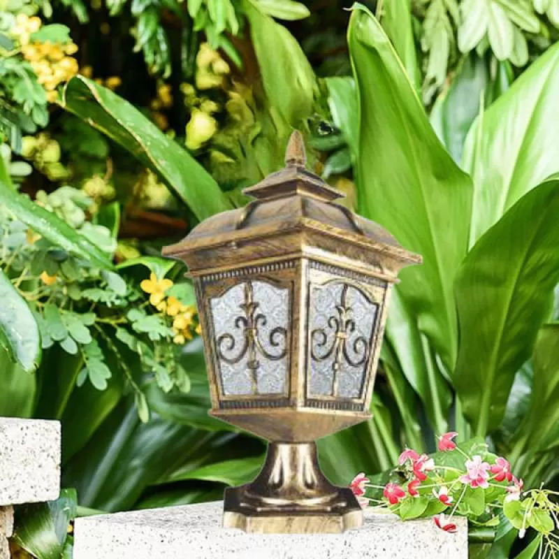 Đèn trụ cổng sân vườn ngoài trời trang trí màu đồng H370mm DR-NVT989