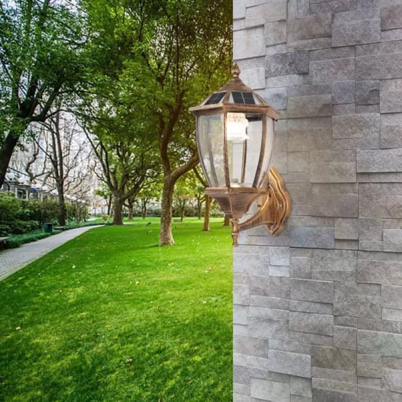 Đèn tường năng lượng mặt trời gắn thêm bóng điện H500mm PH-TD21-20VÀNG 