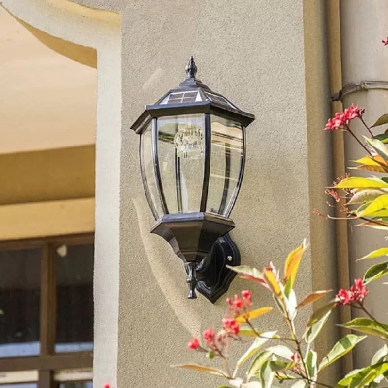 Đèn tường năng lượng mặt trời gắn thêm bóng điện H500mm PH-TD22-20ĐEN 