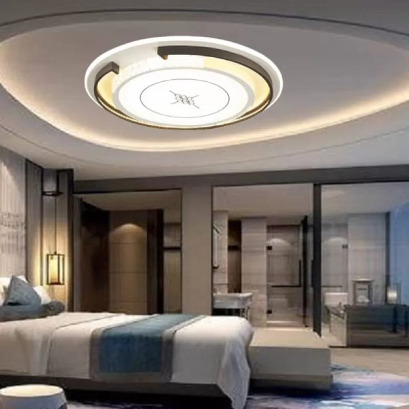 Đèn mâm ốp trần led tròn 3 chế độ màu gắn phòng khách D800mm EC-ML8602