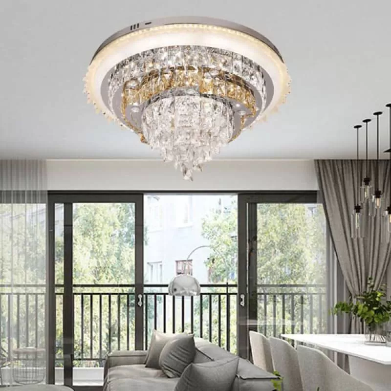 Đèn mâm ốp trần led tròn 3 chế độ màu gắn phòng khách D600mm AN-ML2102