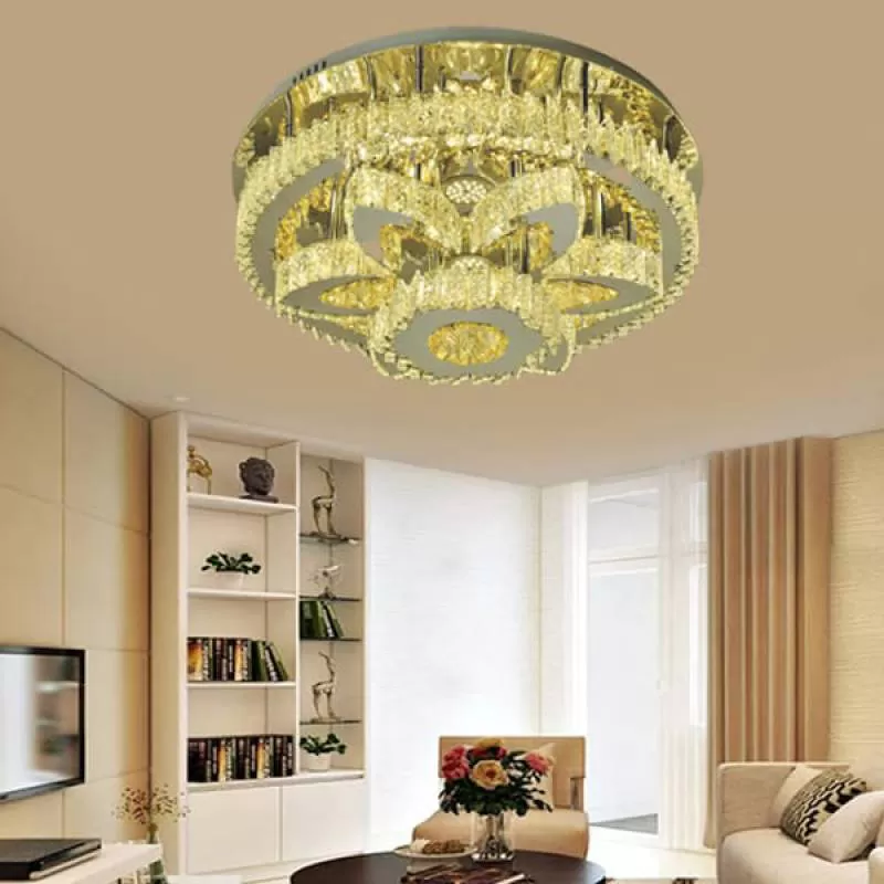 Đèn mâm ốp trần led tròn 3 chế độ màu gắn phòng khách D600mm EC-ML8479