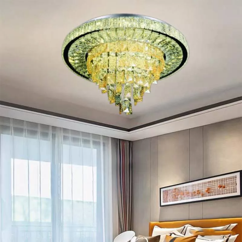 Đèn mâm ốp trần led tròn 3 chế độ màu gắn phòng khách D600mm HP-ML3678