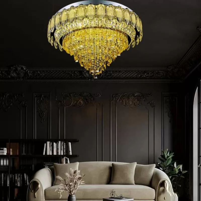 Đèn mâm ốp trần led tròn 3 chế độ màu gắn phòng khách D800mm HP-ML7000