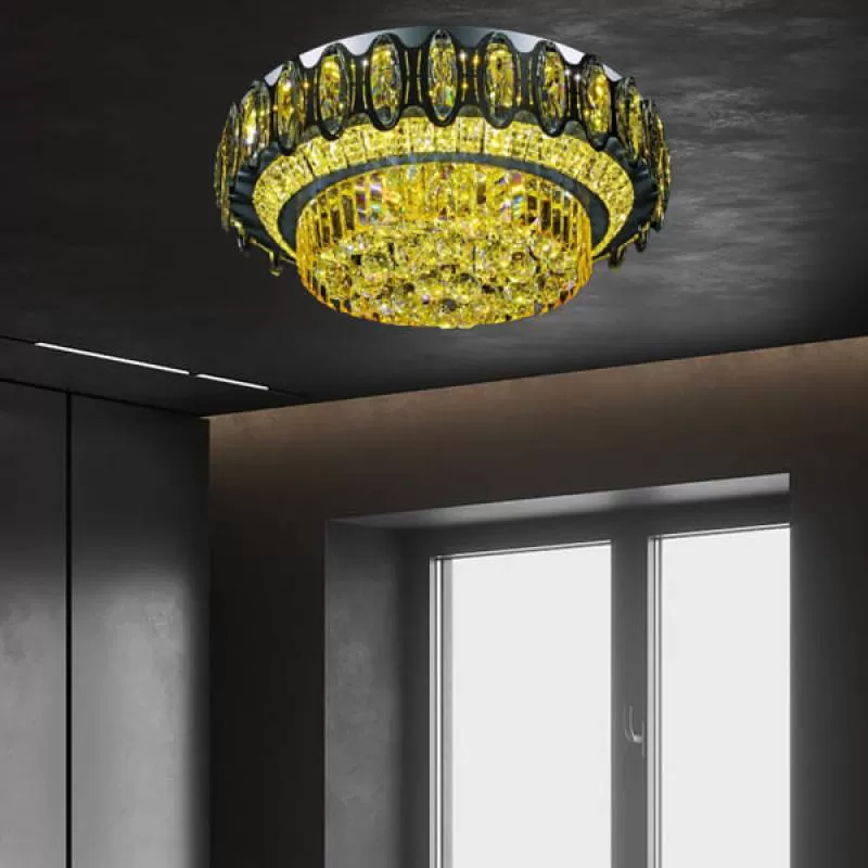 Đèn mâm ốp trần led tròn 3 chế độ màu gắn phòng khách D600mm HP-ML7005