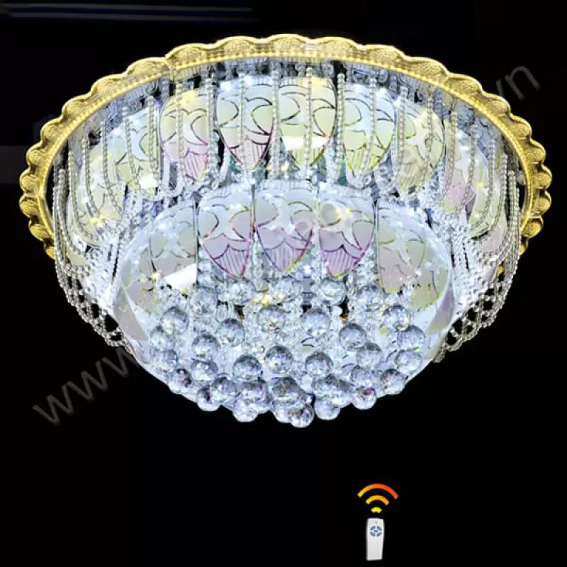 Đèn mâm áp trần led tròn 3 chế độ cho phòng khách lớn D800mm AN-ML6392