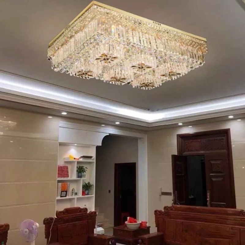 Đèn chùm pha lê ốp sát trần hình chữ nhật L1000 x W700mm HP-MLF7325