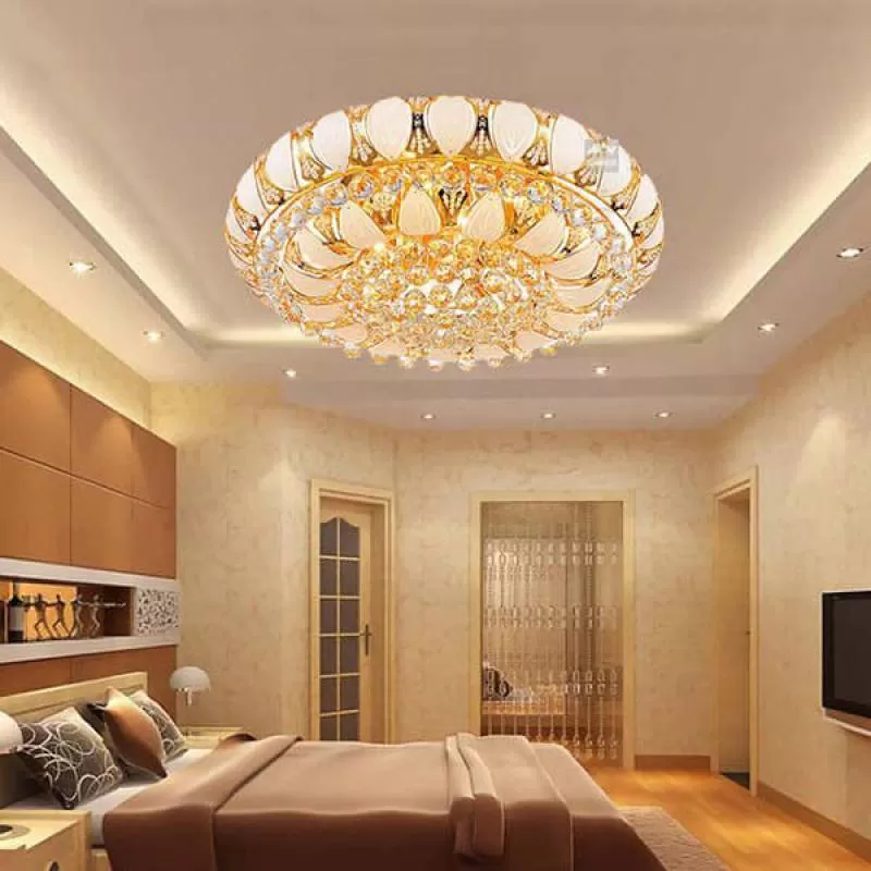 Đèn mâm pha lê ốp trần phòng khách sang trọng D800mm HP-MLF8010