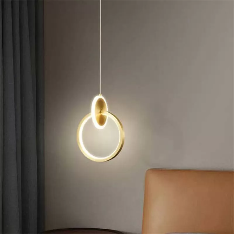 Đèn thả led 3 màu thân vàng trang trí trần phòng ngủ L200mm SE-TKD801 