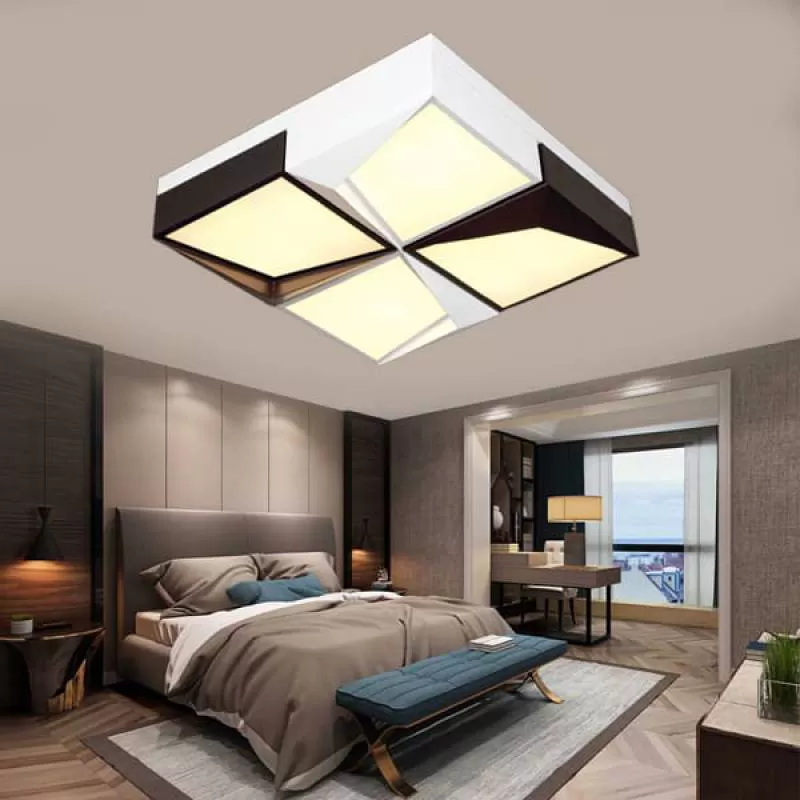 Đèn mâm ốp trần led vuông 3 chế độ trang trí phòng ngủ D480mm DR-C042