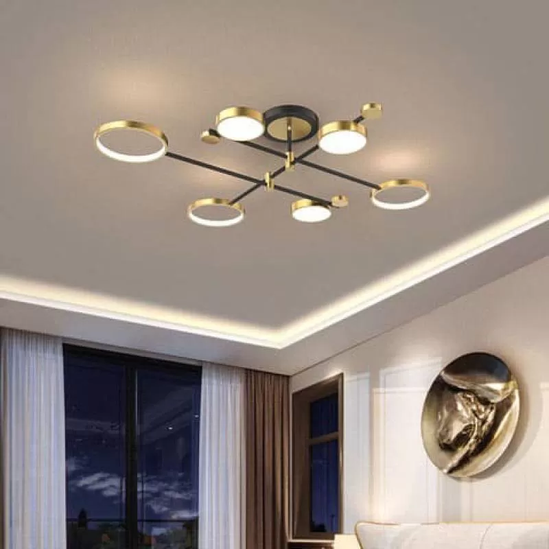 Đèn chùm ốp sát trần 6 bóng trang trí hiện đại 780x780mm DC-TTK112T3+3