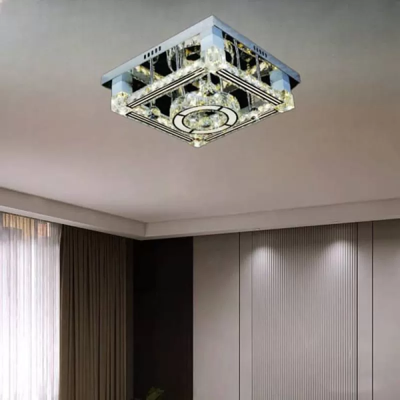 Đèn mâm ốp trần vuông phòng khách nhỏ, phòng ngủ D500mm HP-ML80122