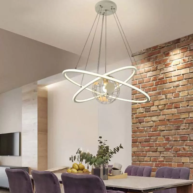 Đèn thả trần bàn ăn 2 vòng + quả địa cầu EC-TBA97